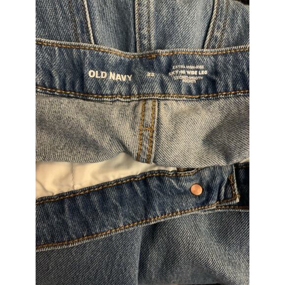 Old Navy Jeans Sky Hi Wide Leg Cargo Womens Plus Sz 22 Extra High Utility Grunge - Picture 3 of 10
